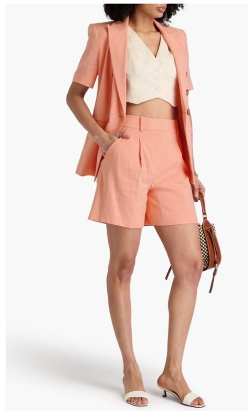 NWOT: Veronica Beard Noemi Pleated Linen-Blend Shorts Size 0